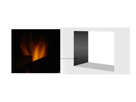 Majestic Reflective Black Glass Interior Panels for See-Through Multi-Sided Gas Fireplace