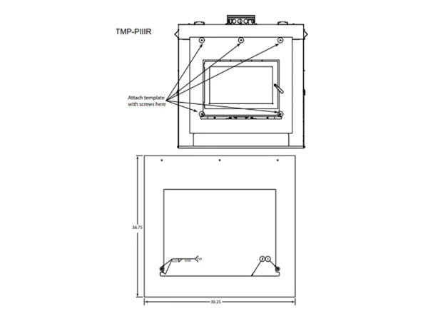 Majestic Reusable Metal Finishing Template for Pioneer III Wood Burning Fireplace with Arch Door