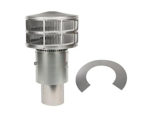 Majestic TR342-B Round Vertical Venting Wood Telescoping Termination Cap with Storm Collar for SL300 Series Pipe