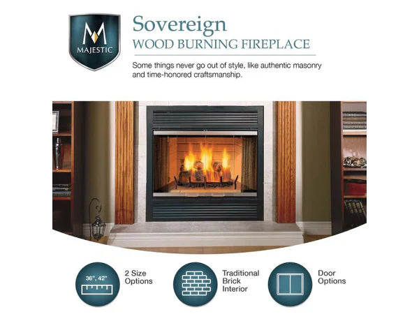 Majestic Sovereign 42" Heat Circulating Traditional Wood Burning Fireplace