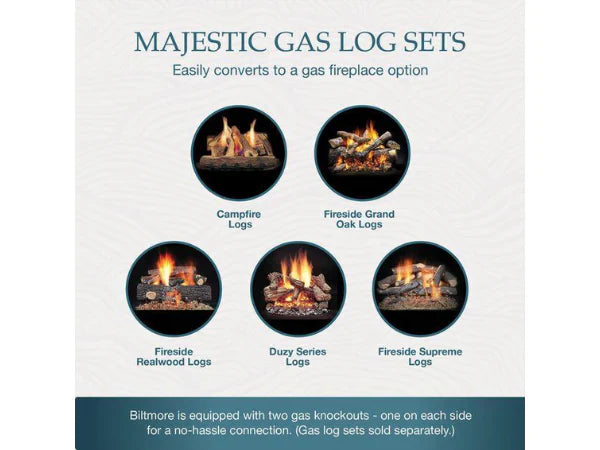 Majestic Biltmore 50" Radiant Traditional Wood Burning Fireplace with Herringbone Brick Pattern