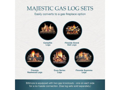 Majestic Biltmore 50" Radiant Traditional Wood Burning Fireplace with Herringbone Brick Pattern