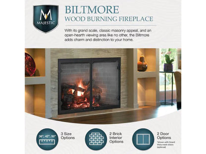 Majestic Biltmore 50" Radiant Traditional Wood Burning Fireplace with Traditional Brick Pattern