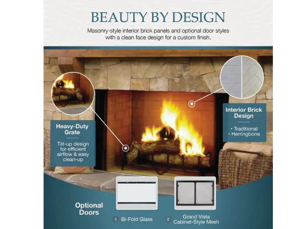 Majestic Biltmore 36" Radiant Traditional Wood Burning Fireplace with Traditional Brick Pattern