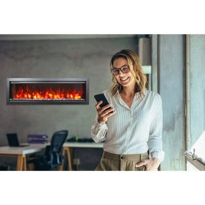 Amantii Symmetry Bespoke 60" Indoor Outdoor Built-In Smart Electric Fireplace | SYM-60-BESPOKE