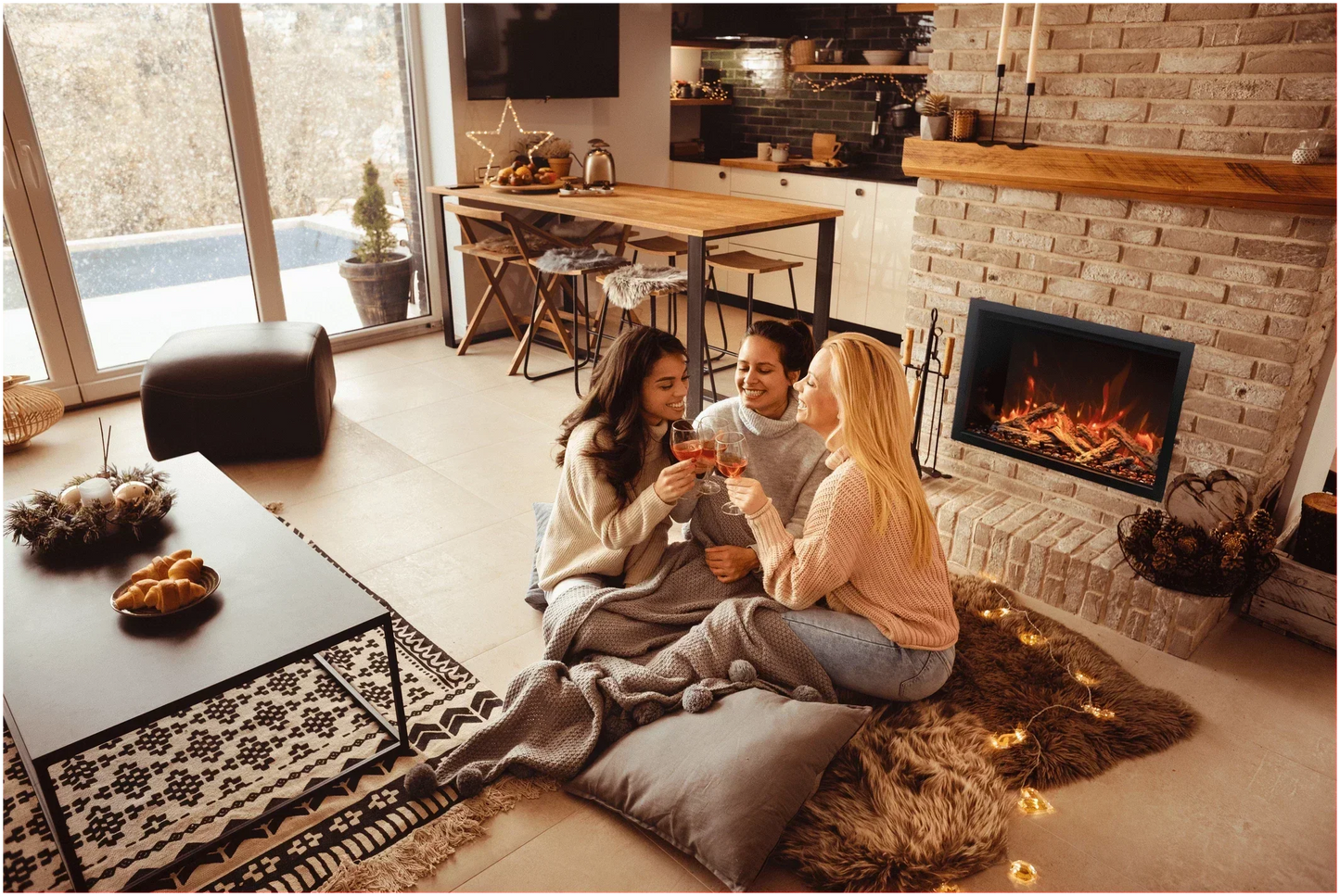 Amantii Traditional Bespoke 30" Smart Indoor/Outdoor Electric Fireplace | TRD-30-BESPOKE