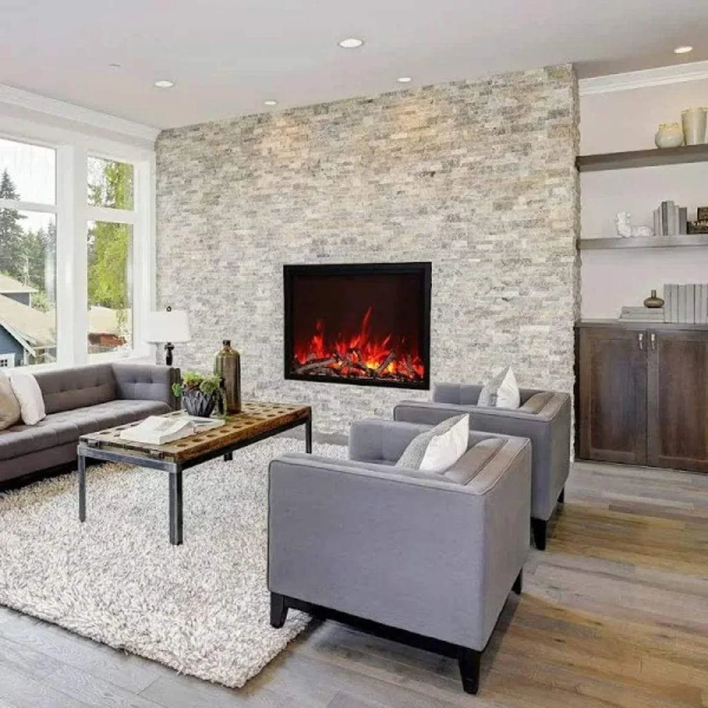 Amantii Traditional 48" Indoor Outdoor Built-In Smart Electric Fireplace Insert | TRD-48