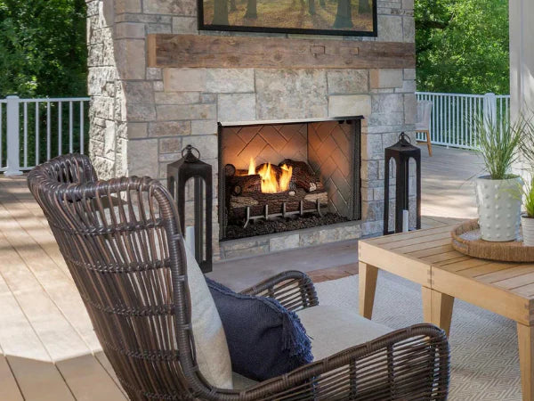 Majestic Vesper 42" Traditional Outdoor Vent Free Gas Fireplace with Traditional Stacked Refractory