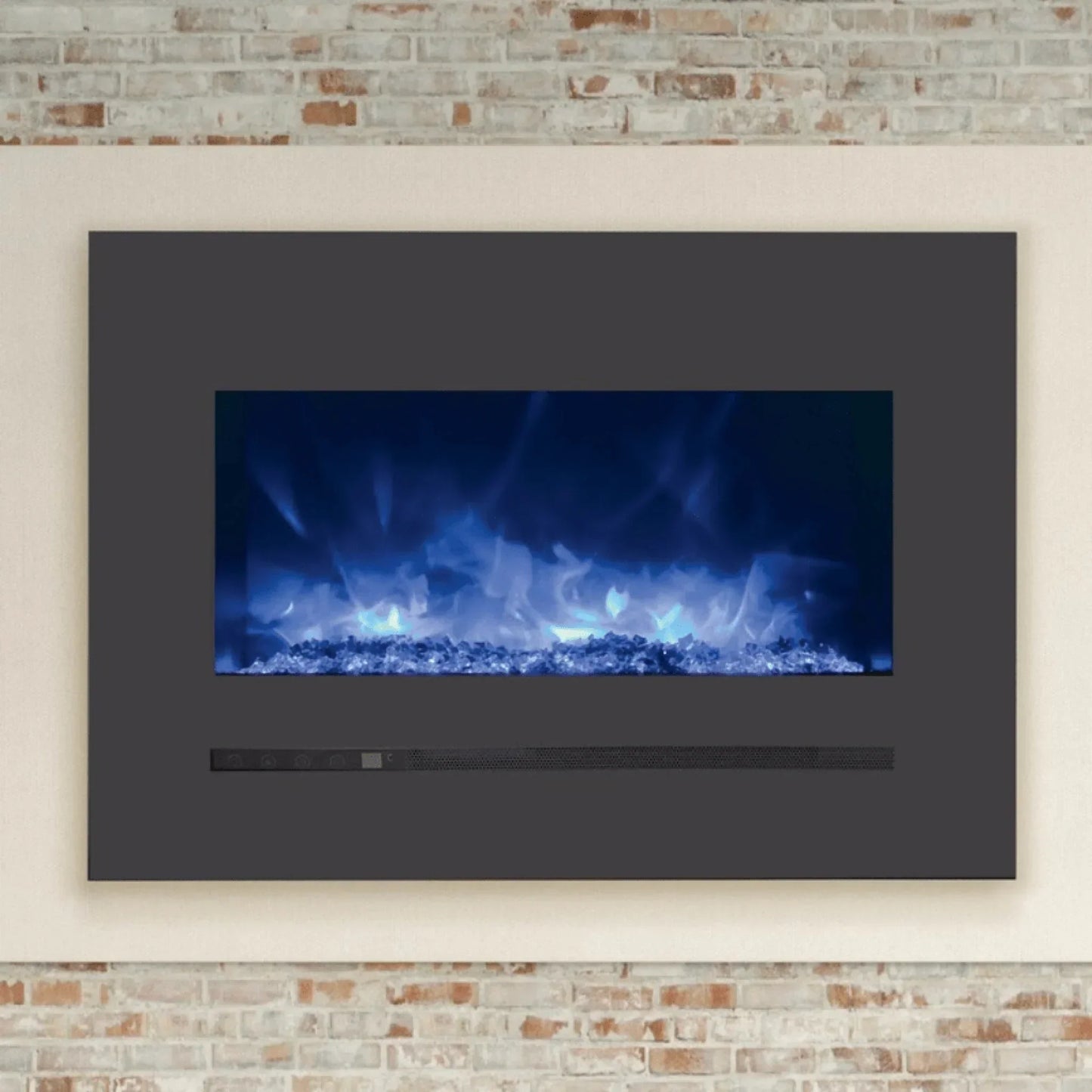 Amantii Sierra Flame Linear Series 26" Wall Mount or Flush Mount Electric Fireplace With Steel Surround & Glass Media | WM-FML-26-3223-STL