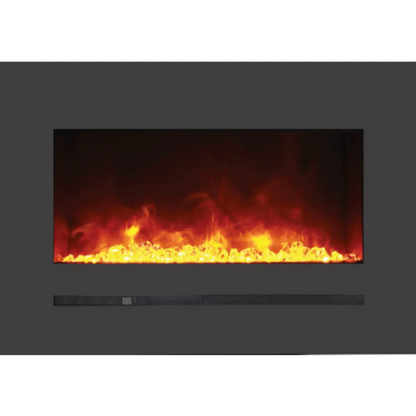 Amantii Sierra Flame Linear Series 26" Wall Mount or Flush Mount Electric Fireplace With Steel Surround & Glass Media | WM-FML-26-3223-STL