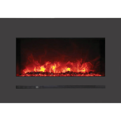 Amantii Sierra Flame Linear Series 26" Wall Mount or Flush Mount Electric Fireplace With Steel Surround & Glass Media | WM-FML-26-3223-STL