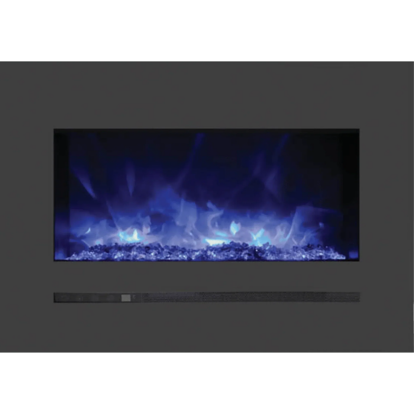Amantii Sierra Flame Linear Series 26" Wall Mount or Flush Mount Electric Fireplace With Steel Surround & Glass Media | WM-FML-26-3223-STL