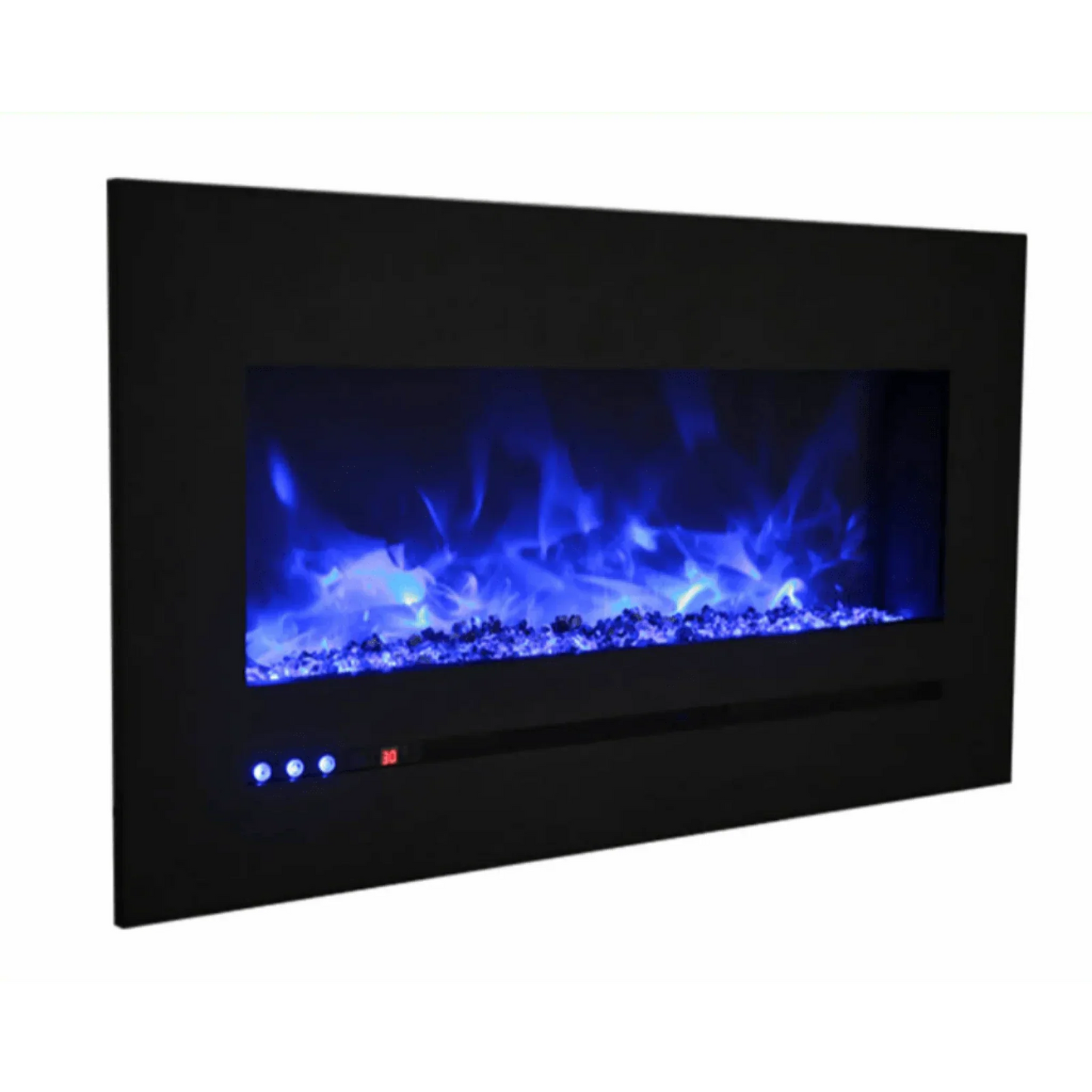 Amantii Sierra Flame Linear Series 26" Wall Mount or Flush Mount Electric Fireplace With Steel Surround & Glass Media | WM-FML-26-3223-STL