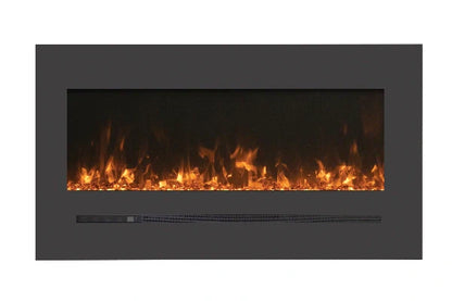 Amantii Sierra Flame Linear Series 48" Wall Mount or Flush Mount Electric Fireplace With Steel Surround & Glass Media | WM-FML-48-5523-STL