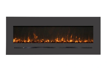Amantii Sierra Flame Linear Series 72" Wall Mount or Flush Mount Electric Fireplace With Steel Surround & Glass Media | WM-FML-72-7823-STL