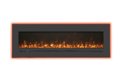 Amantii Sierra Flame Linear Series 48" Wall Mount or Flush Mount Electric Fireplace With Steel Surround & Glass Media | WM-FML-48-5523-STL
