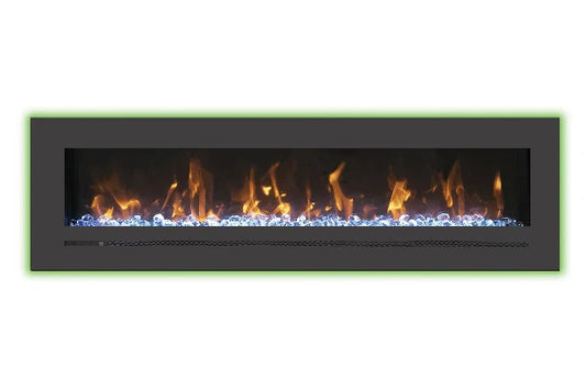 Amantii Sierra Flame Linear Series 72" Wall Mount or Flush Mount Electric Fireplace With Steel Surround & Glass Media | WM-FML-72-7823-STL