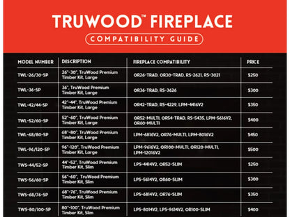 Modern Flames Truwood 52"/60" Large Premium Upgrade Timber Kit